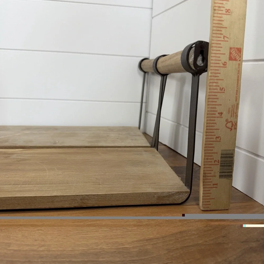 Rustic Farmhouse Large Floating Wall Shelves (2) Metal Wood Cottagecore Prairie